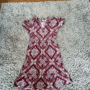 Knox Rose Burgundy Patterned Dress